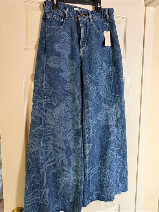 Anthropologie Denim - Anthropologie Blue Floral Wide-Leg Jeans
